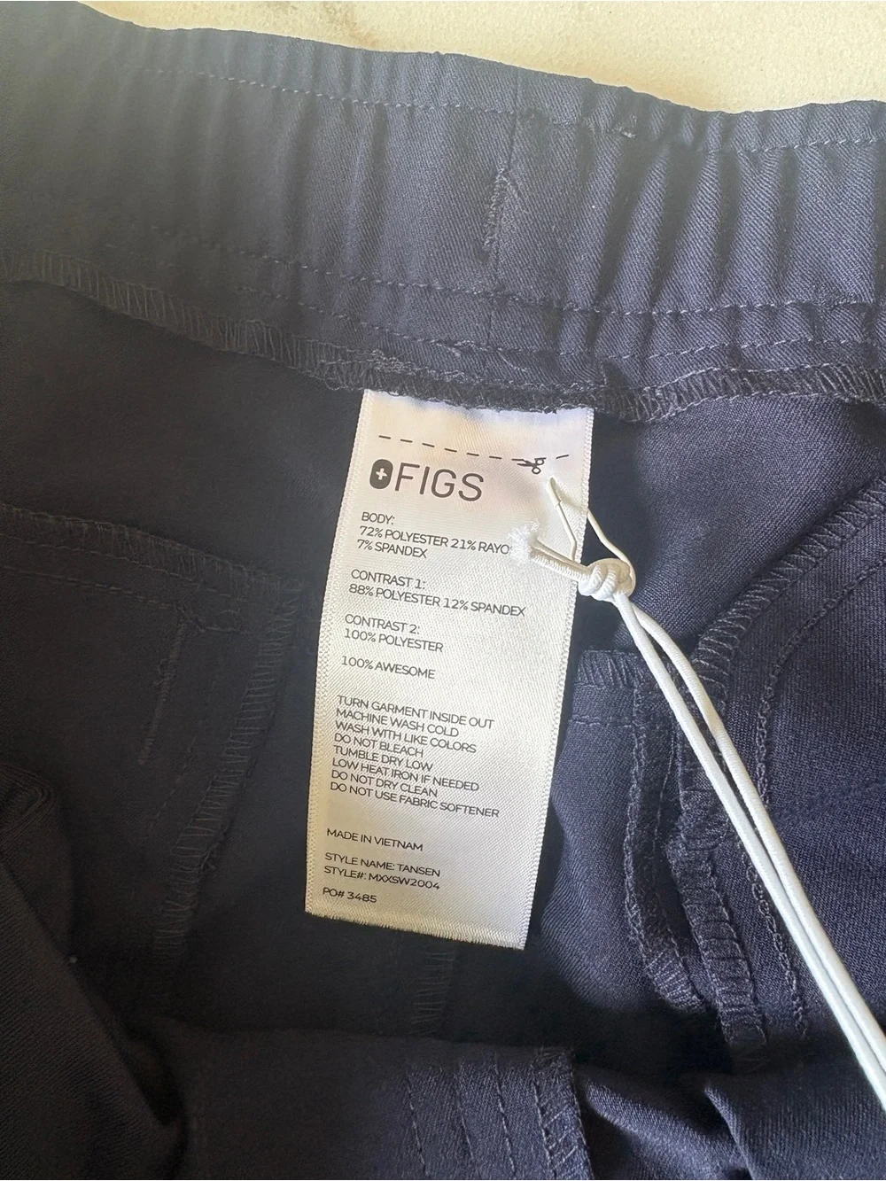Figs Navy Jogger Pants with Cream Drawstring